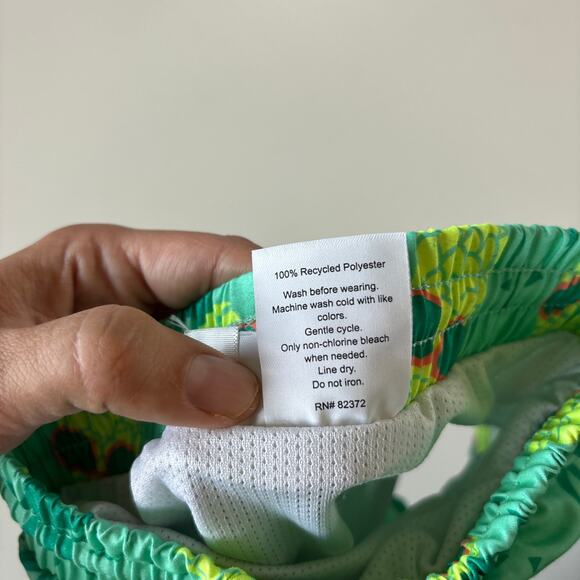 Jumping Beans Boys 12 Months Swim Suit Trunks Green Pineapples Floral Hawaiian - Picture 2 of 5